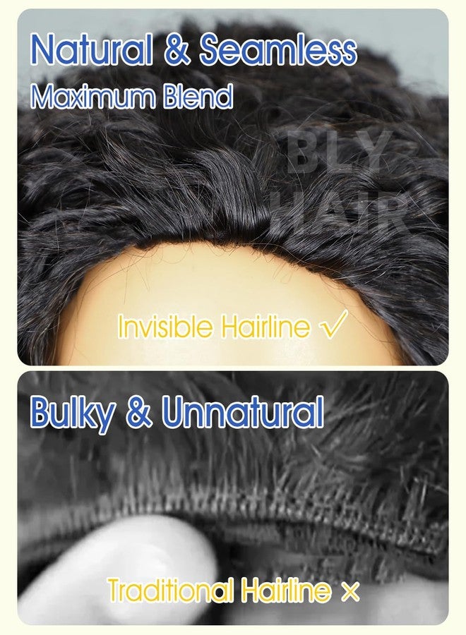 بلاي باروكة شعر طبيعي نصفية مموجة من BLY، 3 في 1، بدون غراء، برباط قابل للطي، مناسبة للنساء، لون 1B، 30 لون، كثافة 180، باروكة بوب قصيرة 16 بوصة - Image 4